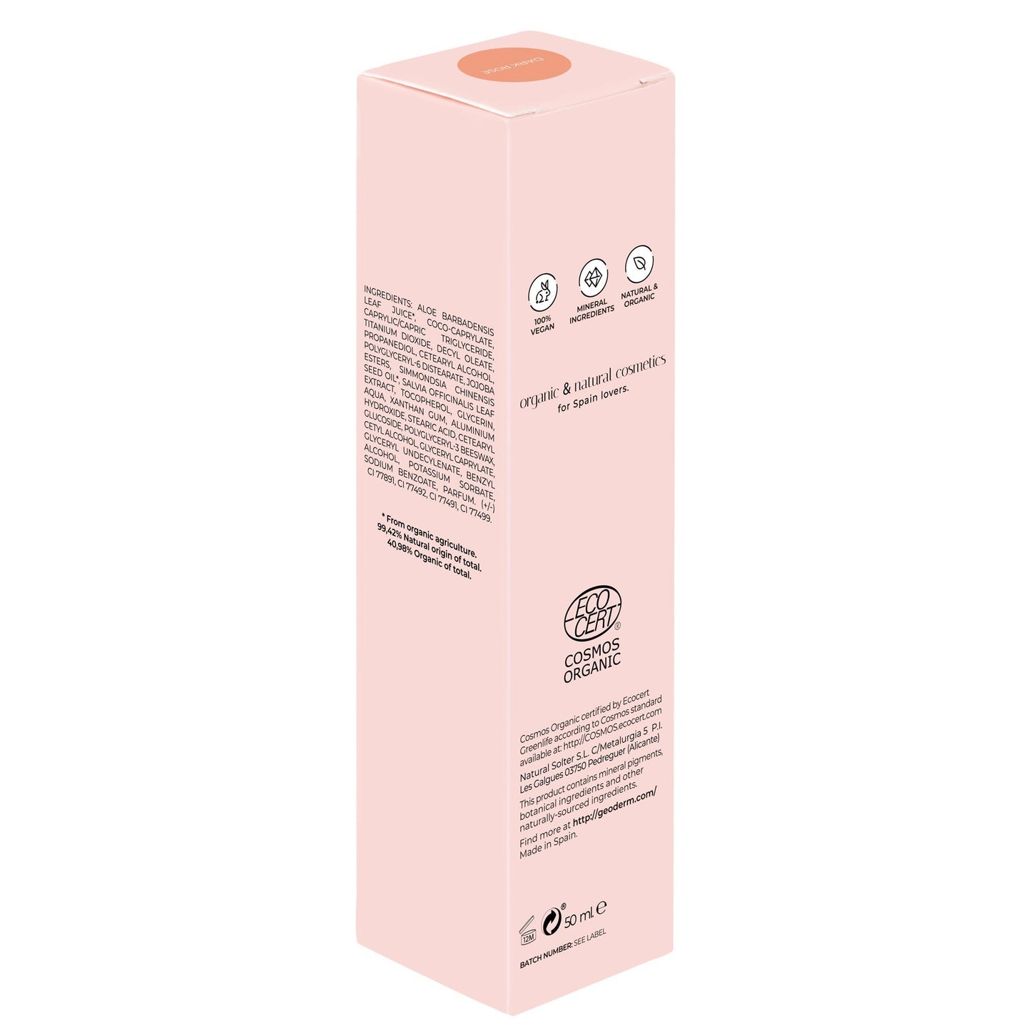 GEODERM Organic Fluid Foundation with medium SPF (Dark Rose) Geoderm