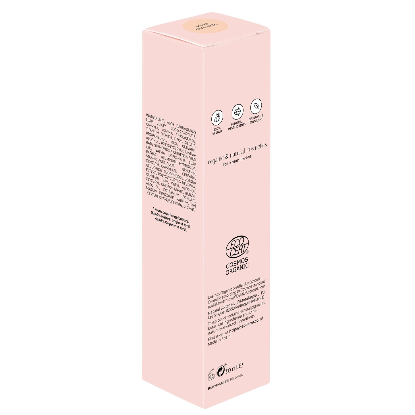 Organic Fluid Foundation with medium SPF (Very Fair Beige) (Wholesale) Geoderm