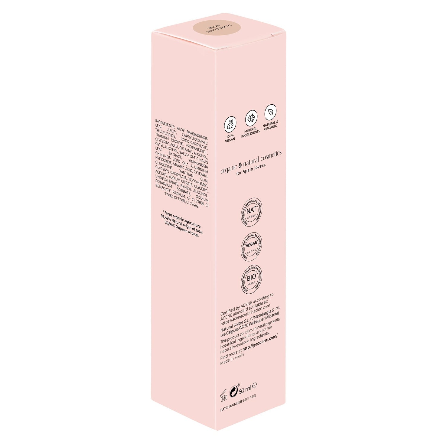 Organic Fluid Foundation with medium SPF (Porcelain Rose) Geoderm