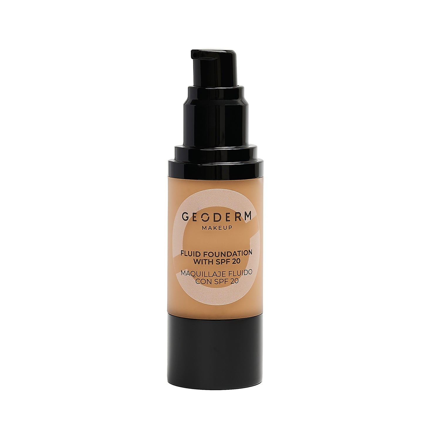 Fond de teint fluide végétalien GEODERM avec SPF moyen (caramel foncé)