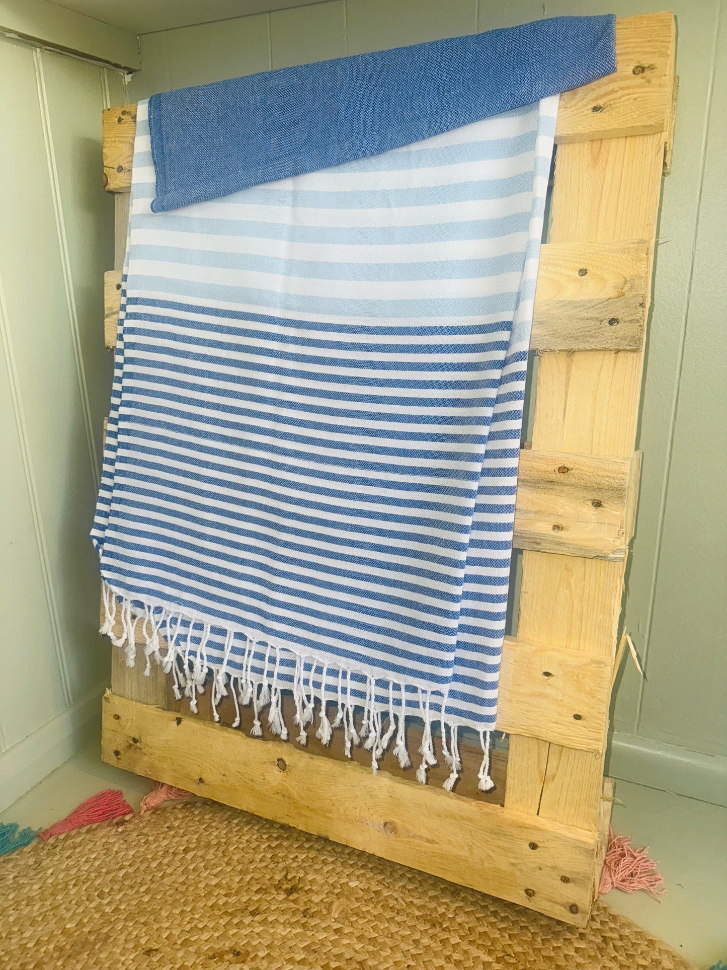 Turkish Peshtemal Towel for Beach, Travel, Bath. Turquoise.