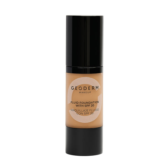 Fond de teint fluide végétalien GEODERM avec SPF moyen (caramel foncé)